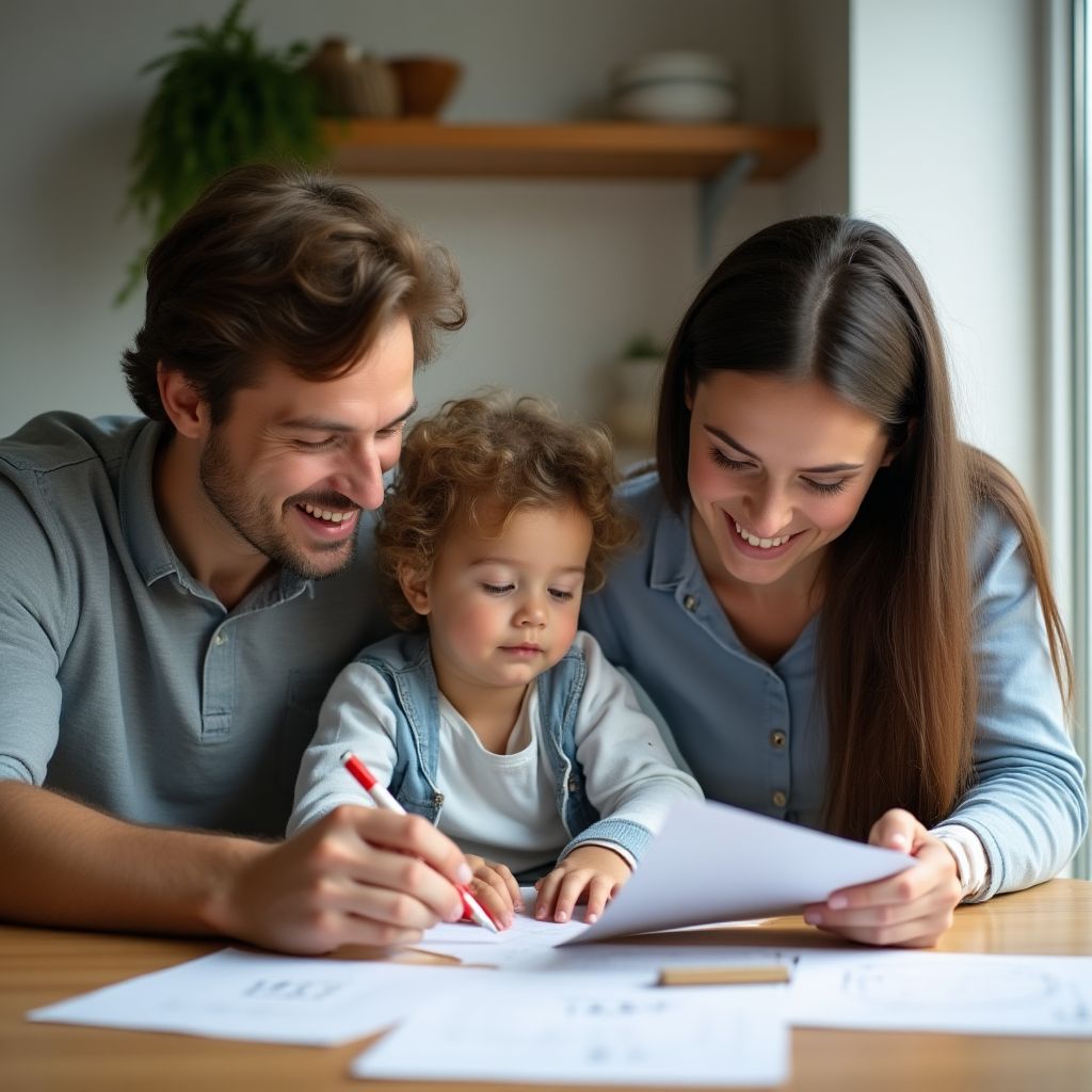 Familia ahorrando en banco argentino
